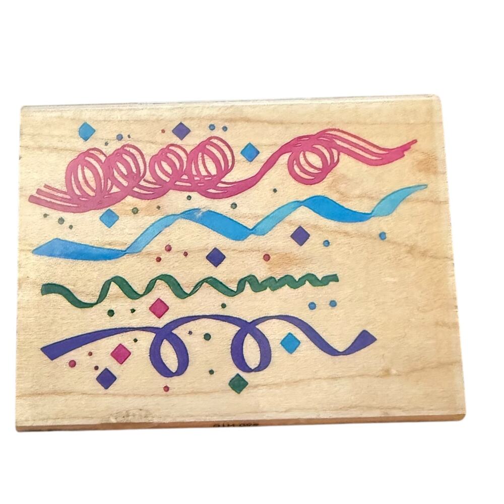 All Night Media Party Ribbon Border Trim 550-H10 Rubber Stamp